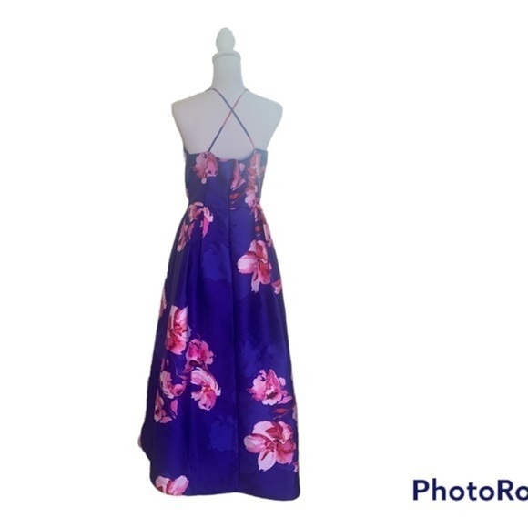 𝅺BLUE PINK FLORAL PROM DRESS - Picture 4 of 7